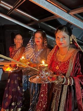 Faces lit up when the moon appeared; Karva Chauth was celebrated by looking at husbands through a sieve.
