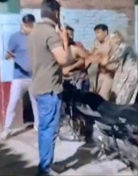 History-sheeter strangled the police officer, his uniform was torn.