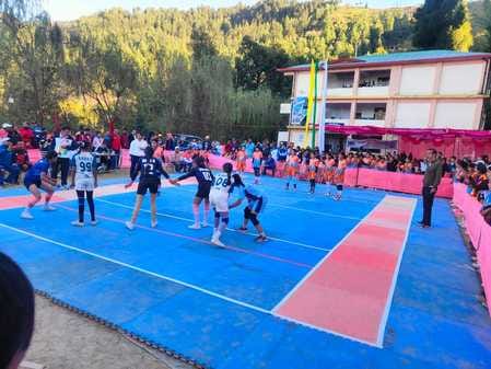 District level under-14 sports competition going on in Lowerkoti School