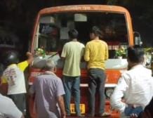 Bus window shattered due to firecracker blast
