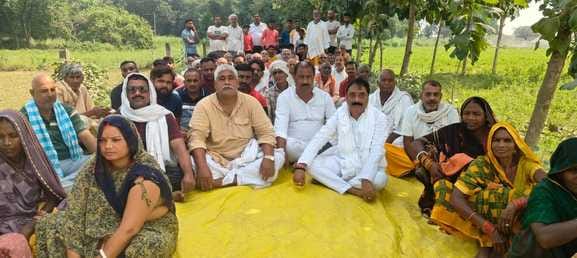 Villagers staged a sit-in protest against the closure of the connecting road.