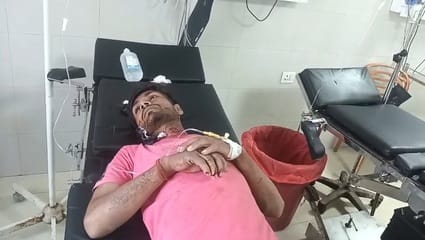 Injured by cutting throat and cheek with blade