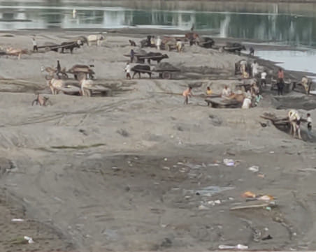 As the water level of Yamuna decreases, the mafia is engaged in sand smuggling.