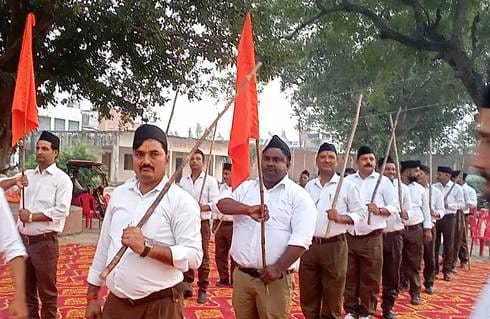 Volunteers conducted a procession