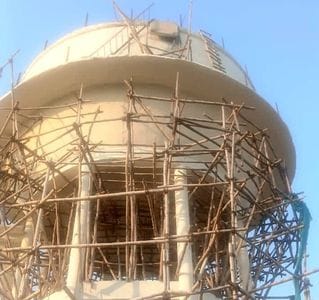 Two workers injured when a water tank shed collapsed in Nagla Lothoo.