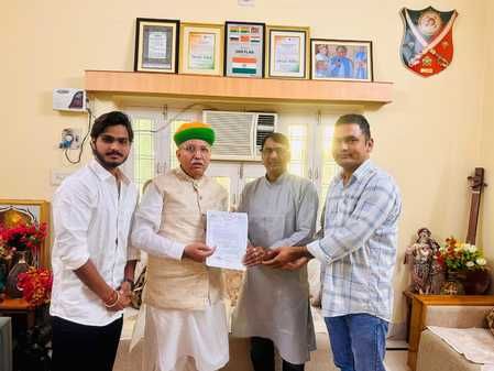 नागोरी संगीत संस्थान ने केंद्रीय कानून मंत्री अर्जुन राम मेघवाल को  लिखा पत्र