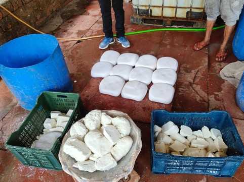 345 kg of paneer and 310 kg of rasgullas were destroyed.