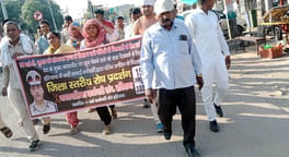 Employees protest, demanding a fair investigation into the ADGP suicide case