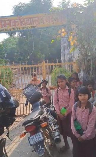 The primary school gate did not open until 9 a.m.