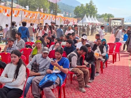 Youth gathered at the stalls early in the morning for registration.