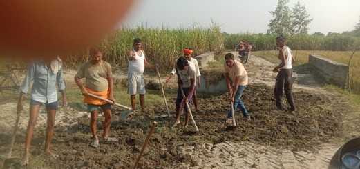 Disappointed with the administration, the villagers started repairing the road