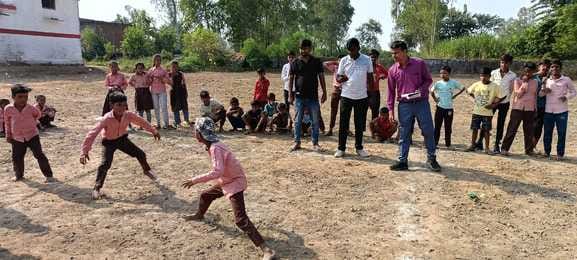 Children displayed their talent in Nyaya Panchayat level sports.