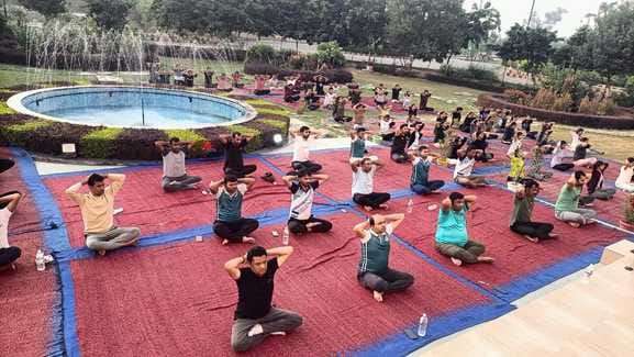 Newly admitted students of Government Medical College practiced Yoga.