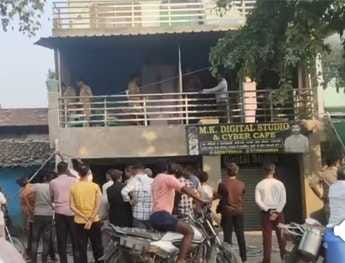 Fire caused by short circuit, material burnt