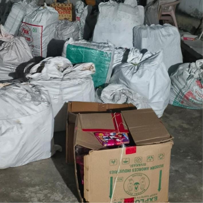 65 sacks of firecrackers found in storage, two arrested