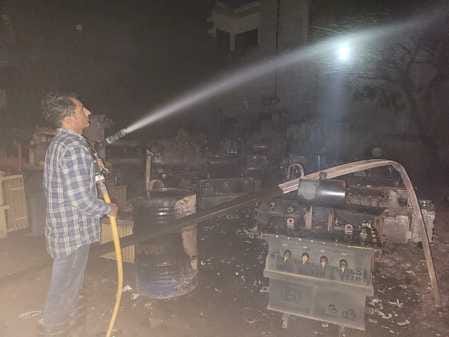 More than 50 transformers of the Electricity Corporation kept on private land in Dhakola village were burnt.