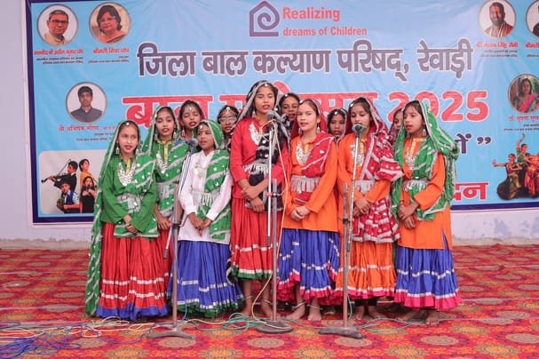 Kriti was first in group dance and Rajshree was first in rangoli competition