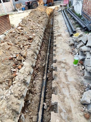 Work of laying drinking water line left incomplete