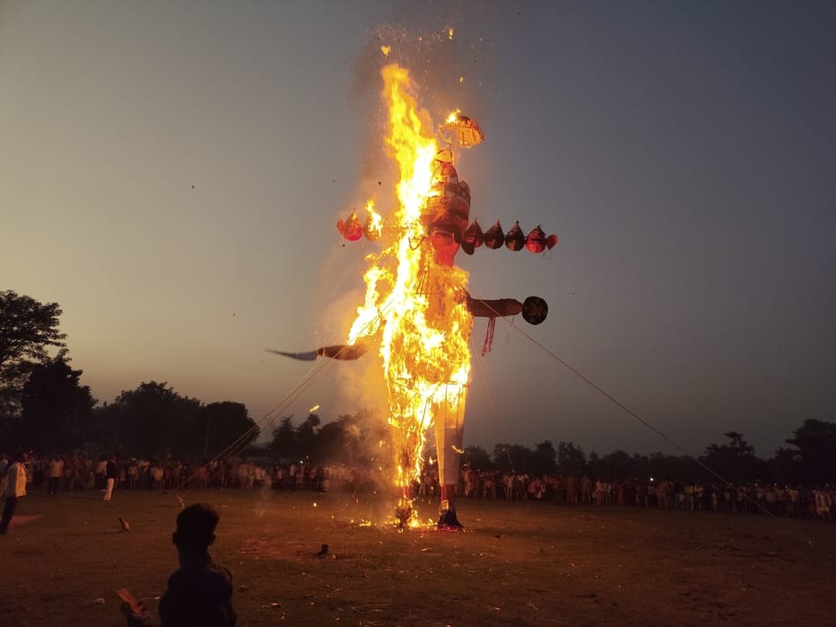 Ravana, the symbol of evil, was burnt to ashes in Kafara