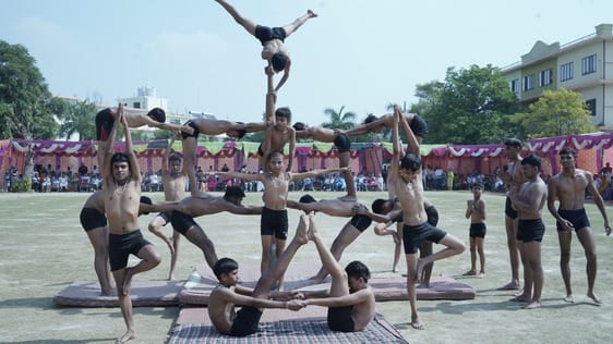 Students of Gurukul Ladwa showed their strength in Mallakhamb at the annual function.
