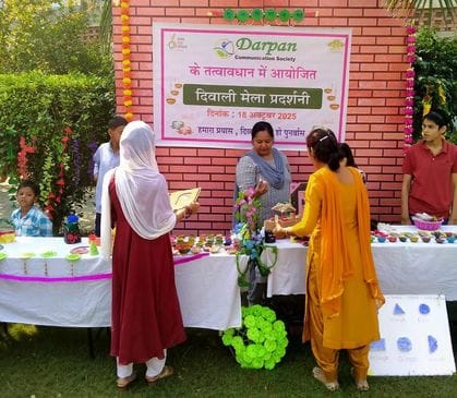 Handmade diyas made by differently-abled children