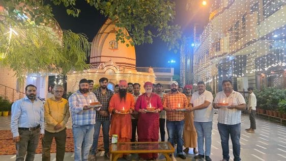 Worship of Lord Kubera by lighting lamps in Gokarna camp