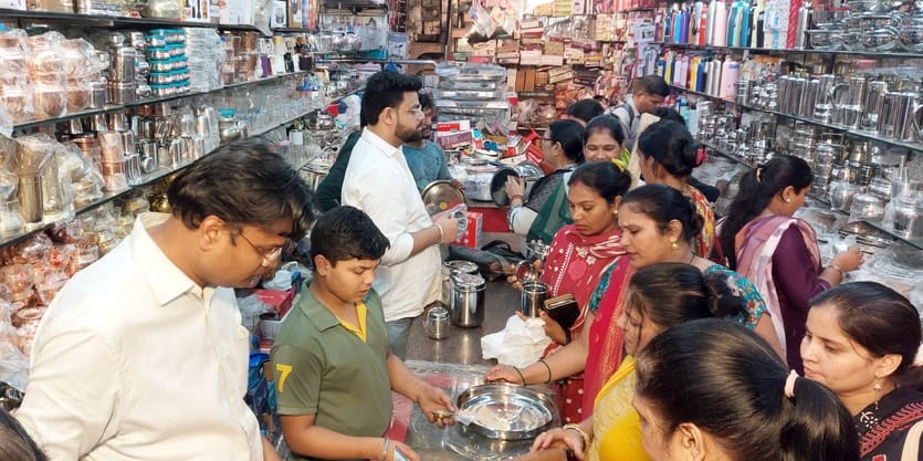 Utensils and brooms sold in large numbers on Dhanteras