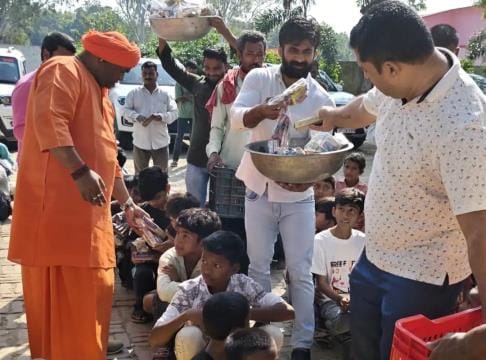 Sharing happiness with children on Diwali
