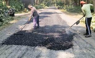 Repair work begins on the pothole-riddled Chandpur-Mailani road
