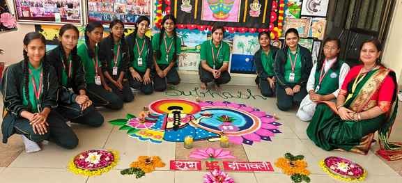 Lamps and Rangoli were decorated in the competition