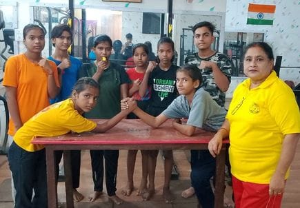 Girls showed off their wrist strength in arm wrestling trials