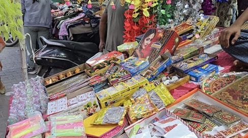 Places have been designated for selling firecrackers, but they are being sold in the market, ignoring the rules.