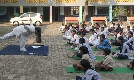 Yoga practice was conducted in the government school of Nuna Majra.