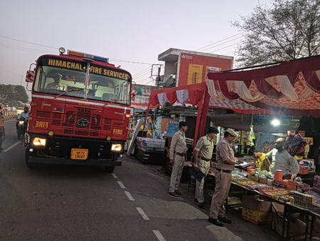 Fire fighting equipment checked in shops selling firecrackers