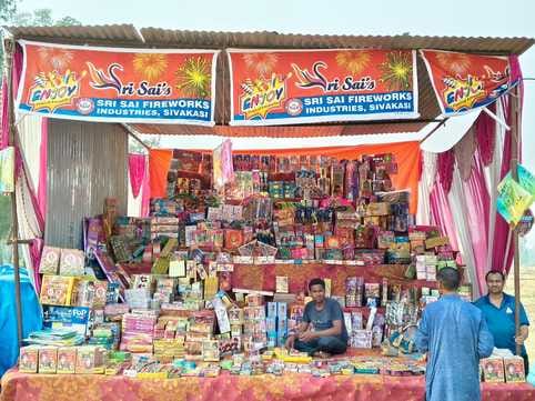 Firecracker shops were set up at the Ramlila ground in Kant.