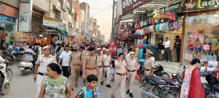 Police patrolled the markets on foot