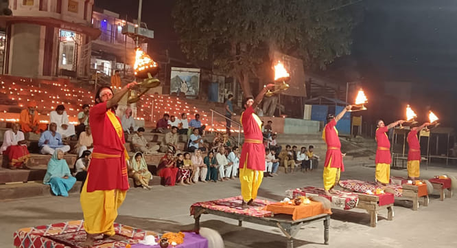 1100 lamps were lit at Shuktirtha Ganga Ghat.