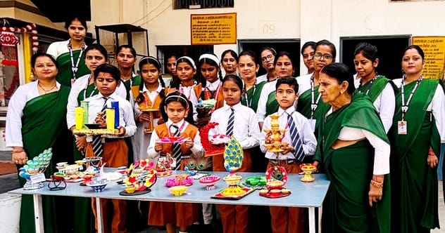 Somewhere lamps were lit and somewhere puja plates were decorated, schools celebrated the festival with great enthusiasm.