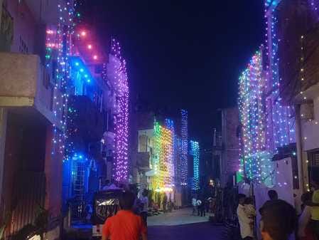 The city was illuminated with the light of lamps...there was a lot of fireworks.