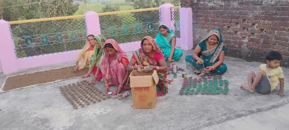 Idols of Lakshmi-Ganesh and lamps made from cow dung are in full swing.