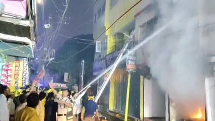 A massive fire broke out in an AC and fridge repair shop
