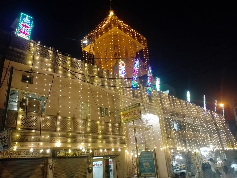 Diwali celebrations today, industrial city decorated with colourful lights