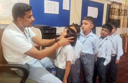 Health check-up of students was done in Belrakha school