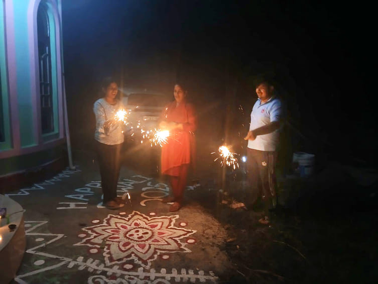 Traditional Diwali celebrated by burning straw