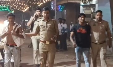 A dispute over bursting firecrackers resulted in stone-pelting and lathi-charge.