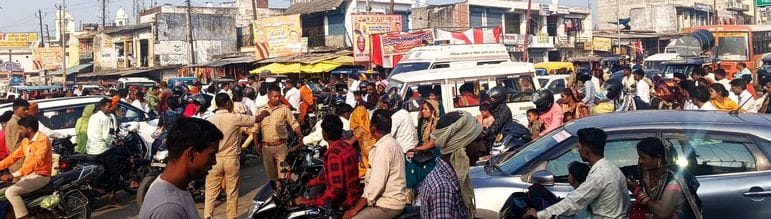 People grappled with traffic jams in rural areas