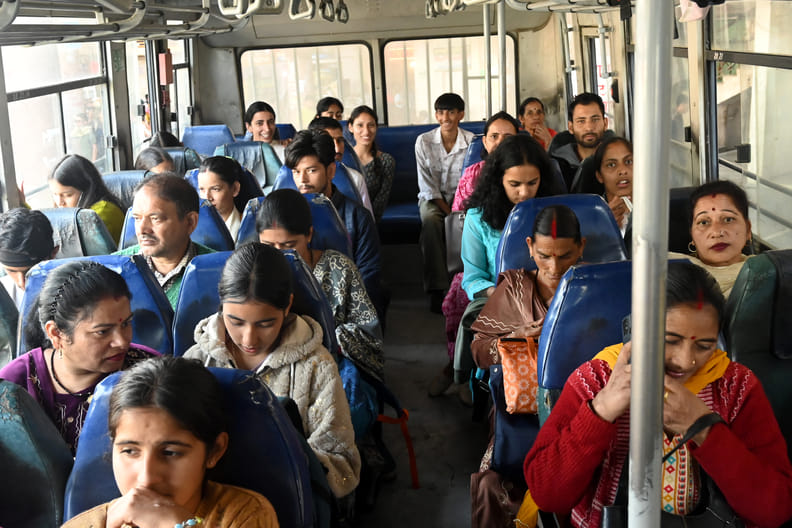 Government buses were full, women had to take taxis