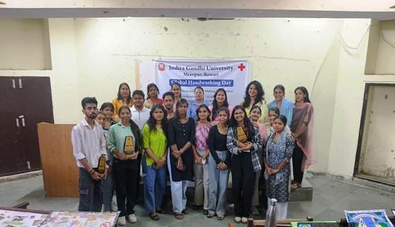 Himanshi stood first in collage making and Muskan stood first in poster making.