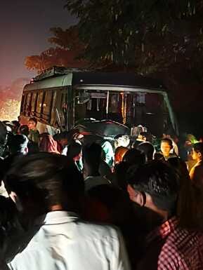 Villagers, enraged over the death of a youth in an accident, clashed with the police...road blocked