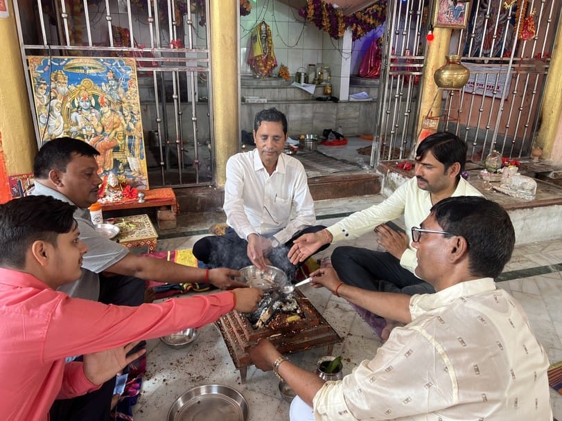 Worship of pen and ink, Prasad was taken in the Bhandara